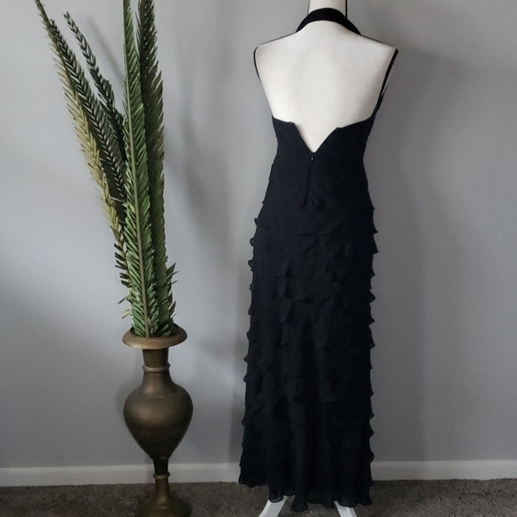 Tadashi black silk halter dress with tiered ruffles - Picture 5 of 8